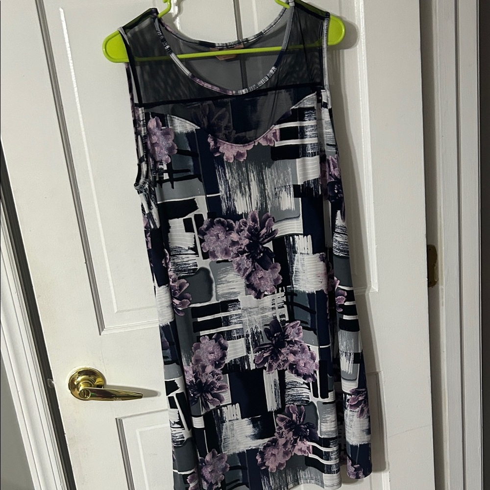 SJS Black and Purple Floral Midi Dress